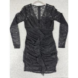 Guess Women’s Long Sleeve TAILA Dress, Black Lace Small Whimsigoth Dark Academia